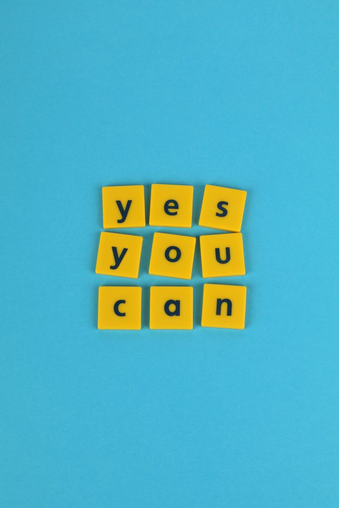 A positive affirmation spelling, 'yes you can', for promoting motivation and personal growth.