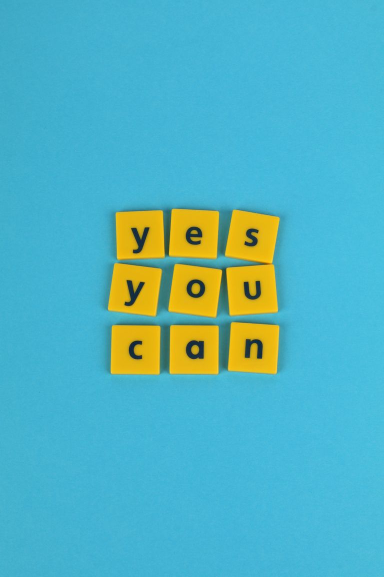 A positive affirmation spelling, 'yes you can', for promoting motivation and personal growth.